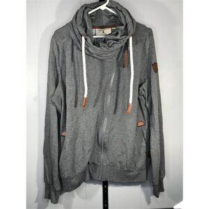 Wanakome Hestia Gray Cowl Neck Asym Zip Jacket Womens XXL Rope Draw Sweatshirt